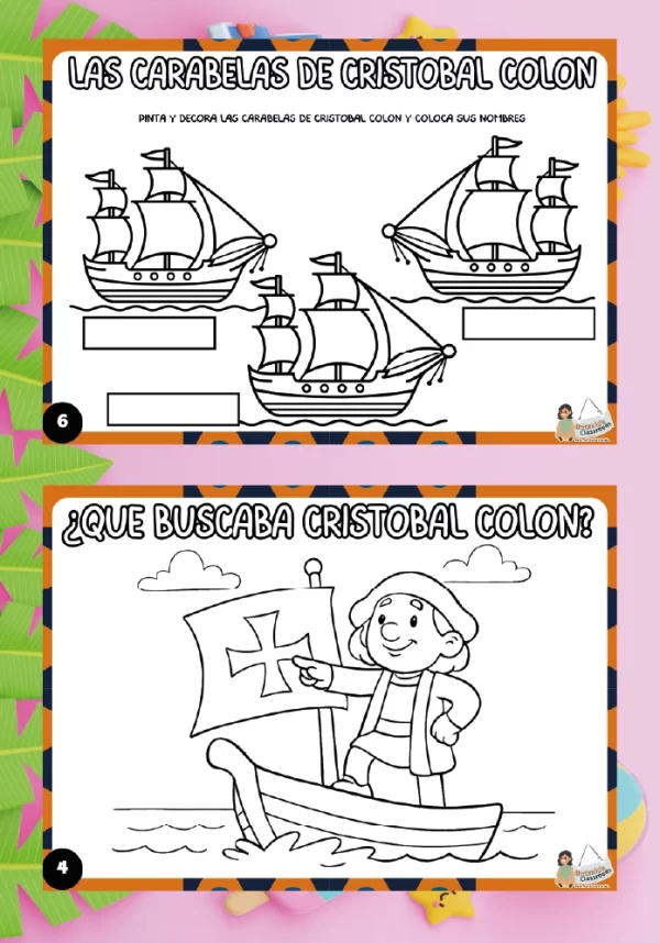 Plantilla de recortables de las carabelas para cortar y montar (actividad práctica, p.21